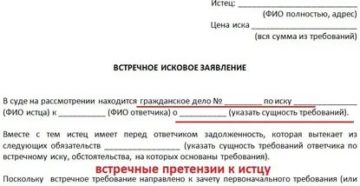 Образец встречная претензия
